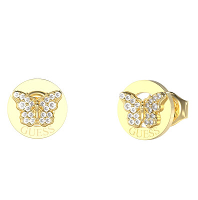 Guess - Pozlacené náušnice Motýlci Chrysalis JUBE06136JWYGT/U