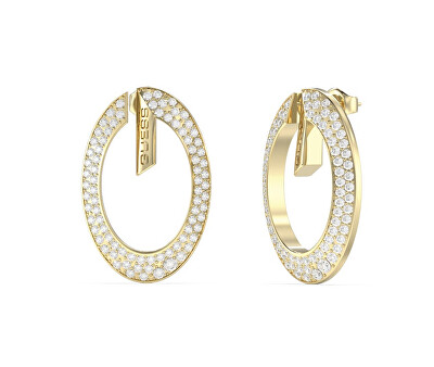 Guess - Pozlátené náušnice s kryštálmi G Camden JUBE06334JWYGT/U