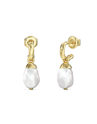 Guess - Pozlátené náušnice s pravou perlou Pearly JUBE06485JWYGT/U