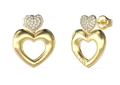 Guess - Pozlacené srdíčkové náušnice Crazy In Love JUBE05209JWYGT/U