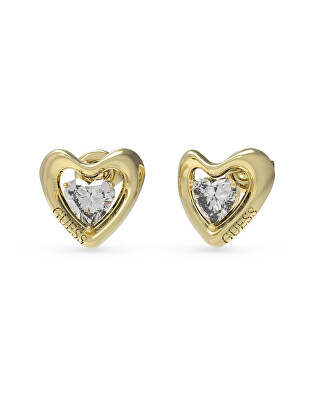 Guess - Pozlacené ocelové náušnice Srdíčka Beloved JUBE05024JWYGT/U