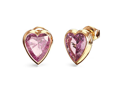 Guess - Pozlacené pecky Růžové srdce Crystal Love JUBE06361JWYGPKT/U