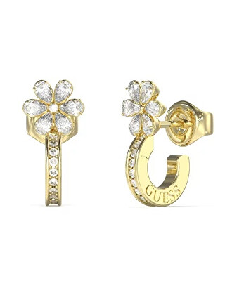 Guess - Pozlacené půlkruhové náušnice s květinami Lily JUBE05110JWYGT/U