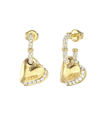 Guess - Pozlacené srdcové náušnice By Your Side JUBE06076JWYGT/U