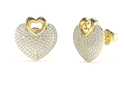 Guess - Třpytivé srdíčkové náušnice Crazy In Love JUBE05213JWYGT/U