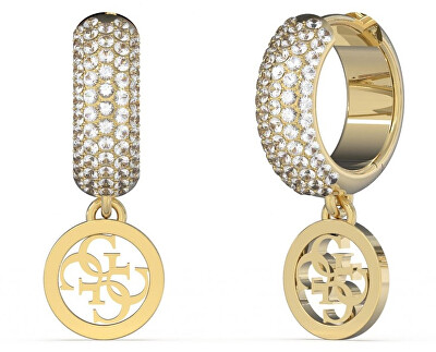 Guess - Stylové pozlacené kruhy Crazy Earrings JUBE03301JWYGT/U