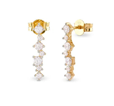 Guess - Pozlacené visací náušnice s kubickými zirkony Jardin JSBE04490JWYGT/U