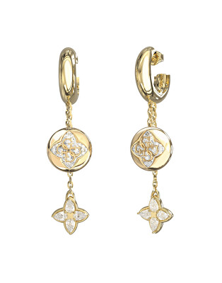 Guess - Pozlátené visiace náušnice Spinning Bloom JUBE06471JWYGT/U