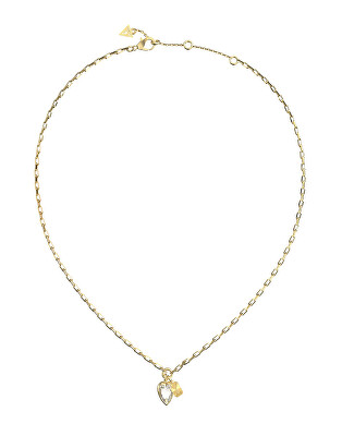 Guess - Pozlacený náhrdelník Čiré srdce Crystal Love JUBN06359JWYGT/U