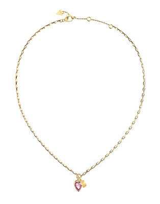Guess - Pozlacený náhrdelník Růžové srdce Crystal Love JUBN06359JWYGPKT/U