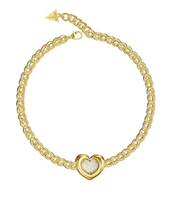 Guess - Pozlacený náhrdelník Srdce s krystaly L.O.V.E. JUBN05455JWYGT/U