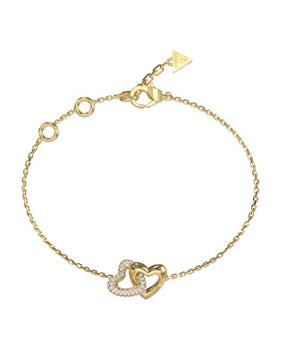 Guess - Aranyozott karkötő Összekapcsolt szívek Beloved JUBB06014JWYG