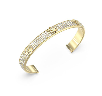 Guess - Pozlátený pevný náramok s kryštálmi 4G Supreme JUBB06401JWYG