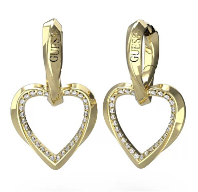 Guess - Půvabné pozlacené náušnice s přívěsky Mon Amour JUBE04617JWYGT/U
