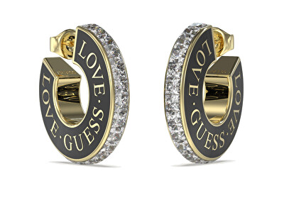 Guess - Půvabné pozlacené náušnice se zirkony Love Guess JUBE04083JWYGBKT/U
