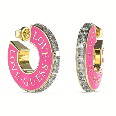 Guess - Fashion pozlacené náušnice se zirkony Love Guess JUBE04083JWYGFCT/U