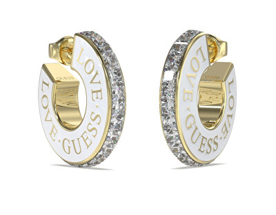 Guess - Půvabné pozlacené náušnice se zirkony Love Guess JUBE04083JWYGWHT/U