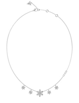 Guess - Půvabný ocelový náhrdelník s květinami White Lotus JUBN04143JWRHT/U