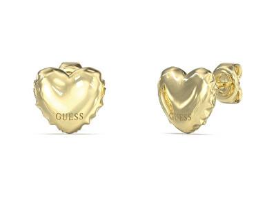 Guess - Romantické pozlacené náušnice Srdíčka Iconique JUBE05543JWYGT/U