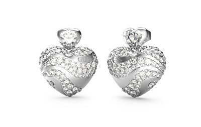 Guess - Romantické ocelové náušnice se zirkony In My Heart JUBE04499JWRHT/U