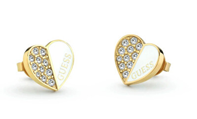 Guess - Romantické pozlacené náušnice Lovely Guess JUBE03048JWYGWHT/U