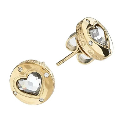 Guess - Romantické pozlacené náušnice Rolling Hearts JUBE03349JWYGT/U