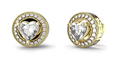 Guess - Romantické pozlacené náušnice s čirými zirkony M`ama Non M`ama JUBE04669JWYGT/U