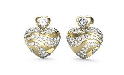 Guess - Romantické pozlacené náušnice se zirkony In My Heart JUBE04499JWYGT/U