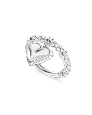 Guess - Romantikus acél gyűrű Szív By Your Side JUBR06077JWRH