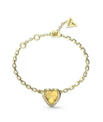 Guess - Romantický pozlacený náramek se srdíčkem Mon Amour JUBB04607JWYG