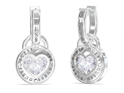 Guess - Slušivé visací náušnice 2v1 Rolling Hearts JUBE03351JWRHT/U