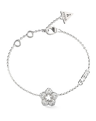 Guess - Slušivý ocelový náramek s květinou Shining Winter JUBB04468JWRH