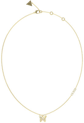Guess - Slušivý pozlacený náhrdelník s motýlkem Chrysalis JUBN04107JWYGT/U