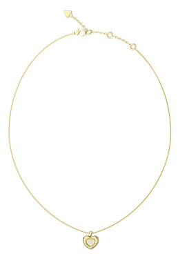 Guess - Slušivý pozlacený náhrdelník se srdíčkem L.O.V.E. JUBN05463JWYGT/U