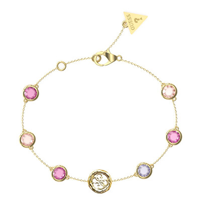 Guess - Slušivý pozlacený náramek s barevnými krystaly Petra JUBB05099JWYGFC
