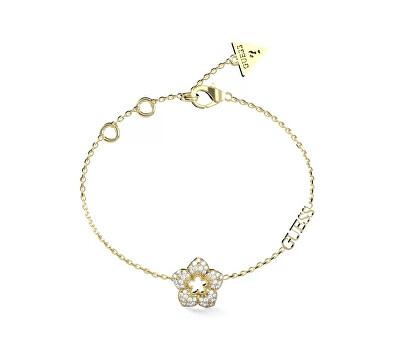 Guess - Slušivý pozlacený náramek s květinou Shining Winter JUBB04468JWYG