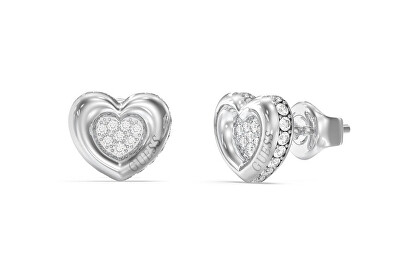 Guess - Srdíčkové náušnice s krystaly L.O.V.E. JUBE05466JWRHT/U