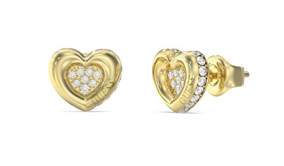 Guess - Srdíčkové náušnice s krystaly L.O.V.E. JUBE05466JWYGT/U