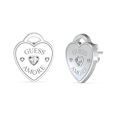 Guess - Srdíčkové náušnice z oceli Guess Amore JUBE05058JWRHT/U