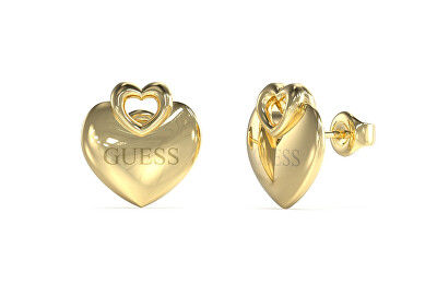 Guess - Srdíčkové náušnice z pozlacené oceli Crazy In Love JUBE05218JWYGT/U