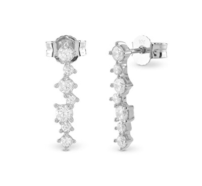 Guess - Stříbrné visací náušnice s kubickými zirkony Jardin JSBE04494JWRHT/U