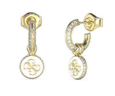 Guess - Stylové pozlacené kruhy se zirkony Knot You JUBE04054JWYGWHT/U