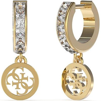 Guess - Cercei eleganti, placati cu aur si cristale Huggie Me JUBE03147JWYGT/U