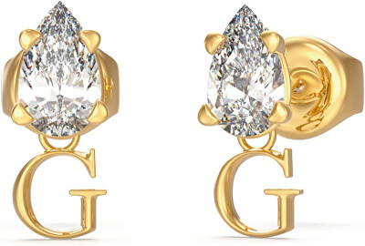 Guess - Stylové pozlacené visací náušnice Studs Party JUBE02151JWYGT/U