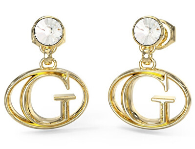 Guess - Stylové pozlacené visací náušnice Rivoli JUBE03361JWYGT/U