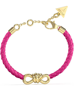 Guess - Stylový náramek z růžové kůže s mašlí JUBB04003JWYGFCT/U