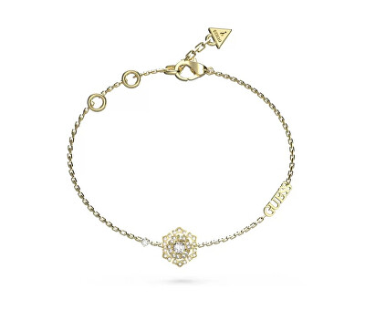 Guess - Stylový pozlacený náramek s květinou La Fleur JUBB04557JWYG