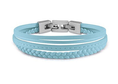 Guess - Světle modrý kožený náramek Malibu JUMB01345JWSTBBT/U