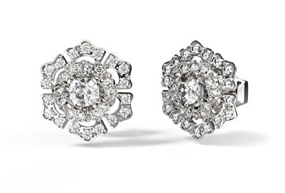 Guess - Třpytivé ocelové náušnice se zirkony La Fleur JUBE04558JWRHT/U