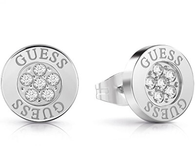 Guess - Třpytivé peckové náušnice se zirkony UBE78022
